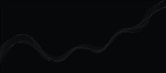 Abstract grey wavy lines on a black background. Vector modern black background template. Dotted wave lines.	