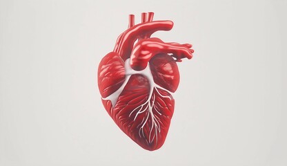 3D illustration of realistic human heart on white background. AI generate