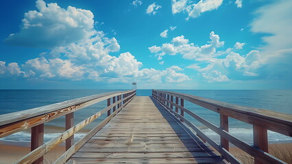 Obraz premium bridge on the beach with generative ai