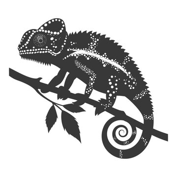 recommend clip art: Silhouette chameleon Animal black color only full body