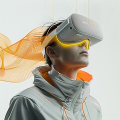 Immersive Exploration: Person Interacting with Virtual Reality World.
