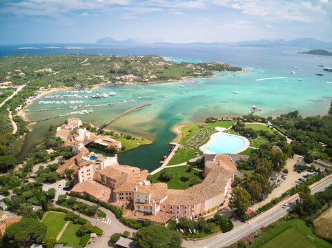 A Spectacular Aerial Portrait Showcasing the Famous Cala di Volpe Bay, Known for its Crystal-clear Waters and Pristine Coastline, Nestled Amidst the Stunning Scenery of the Sardinian Coastline