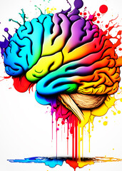 cerveau dessiné avec de nombreuses couleurs