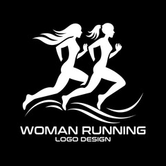 Woman Running Vector Logo Design