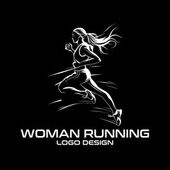 Woman Running Vector Logo Design