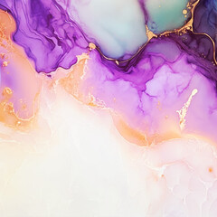 Abstract purple and gold fluid art image