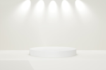 White podium in 3d render design on background, 3d render