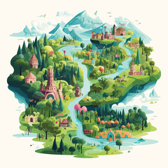 Create a map of an enchanted forest filled with mag