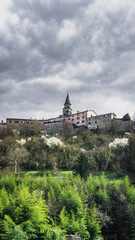 Skyline of the istrian village of Buzet on a cloudy day