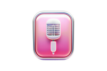 Pink and white microphone icon symbolizing creativity and voice recording