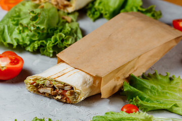 Shawarma sandwich gyro fresh roll of lavash chicken beef shawarma falafel RecipeTin Eatsfilled with grilled meat mushrooms cheese. Traditional Middle Eastern snack