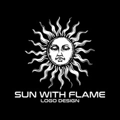 Sun With Flame Vector Logo Design