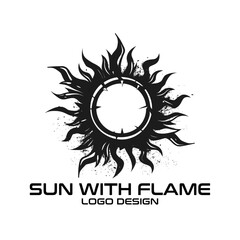 Sun With Flame Vector Logo Design