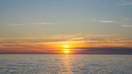Obraz premium Sunset over the sea in the istrian village named Umag
