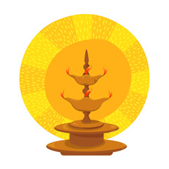 Sinhala & Tamil New Year vector elements , Oil lamp and sun, Suba aluth awuruddak wewa!