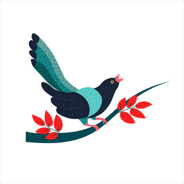  Sinhala & Tamil New Year vector elements Asian koel , koha vector illustration