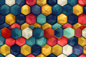 geometric background in the form of multi-colored hexagons, abstract textured background