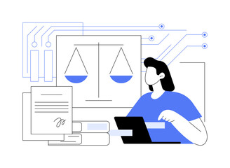 AI-Analyzed Legal Precedent abstract concept vector illustration.