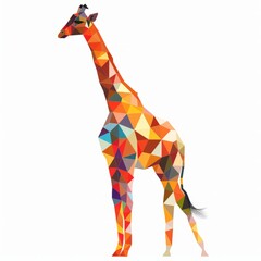 Obraz premium A vibrant giraffe with colorful patches standing elegantly against a plain white backdrop.