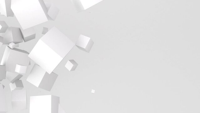 3D Animation - Gray corporate abstract background of looped animated geometric three-dimensional cubes and copy space.