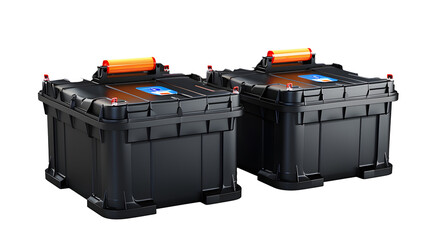 Automotive car battery isolated on transparent background in 3d render