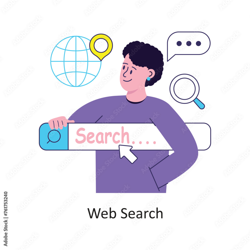Poster web search flat style design vector stock illustrations.