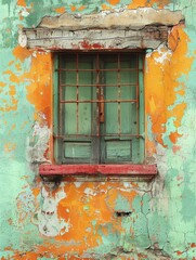 The old building's weathered facade, with vibrant imperfections, captures architectural authenticity's charm