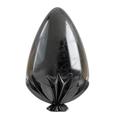 Black easter egg in metallic packaging in 3d render isolated transparent background