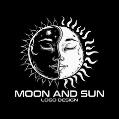 Moon And Sun Vector Logo Design