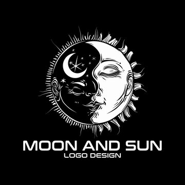 Moon And Sun Vector Logo Design