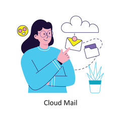 Cloud Mail flat style design vector stock illustrations.