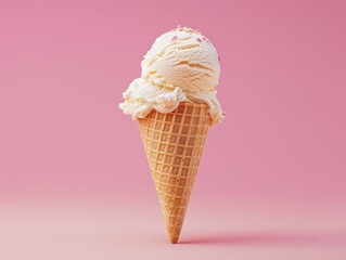 Fresh tasty organic ice cream in waffle cone 