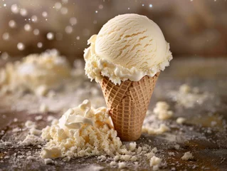 Foto auf Leinwand Fresh tasty organic ice cream in waffle cone © Agave Studio