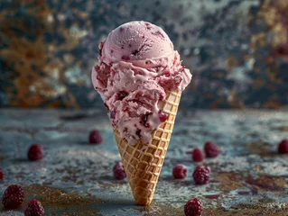 Badezimmer Foto Rückwand Fresh tasty organic ice cream in waffle cone © Agave Studio