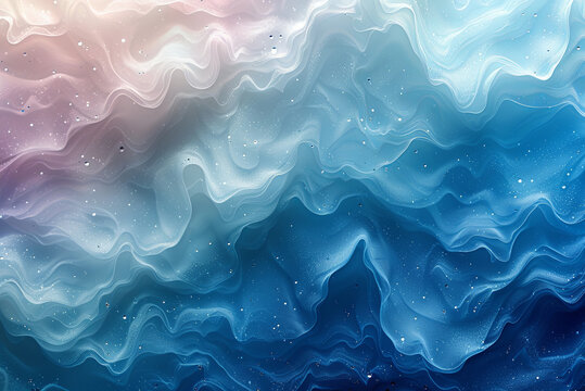 Background blue and pink wave with a lot of sparkles. Impression of a dreamy, ethereal atmosphere