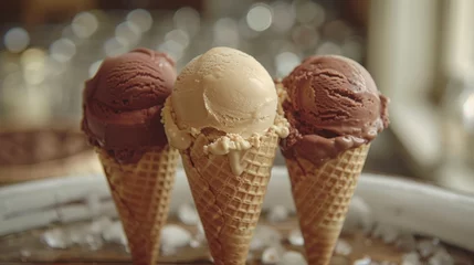 Foto auf Acrylglas Fresh tasty organic ice cream in waffle cone  © Agave Studio