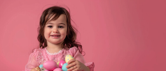 Obraz na płótnie Canvas little child with easter eggs 