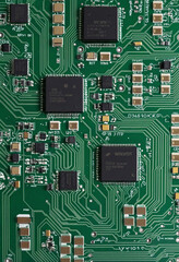 Background computer board with microcircuits.