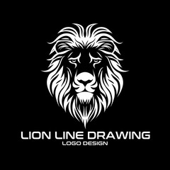 Lion Line Drawing Vector Logo Design