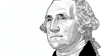 George Washington portrait in line art captures the essence of the American founding father