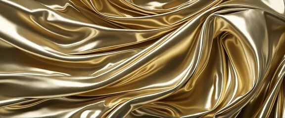 Silver gold chrome cloth swaying background.   .
