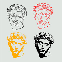 Illustration of an antique statue a trendy aesthetic gypsum portrait for streetwear design