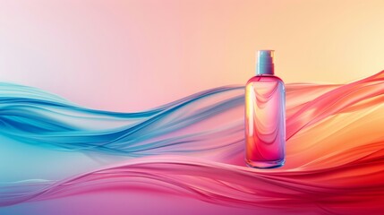 Capture the essence of haircare products in a vibrant digital composition.