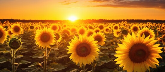 Obraz premium Sunflowers bathed in morning sunlight