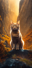 cat on the rocks,a cat in an epic scene