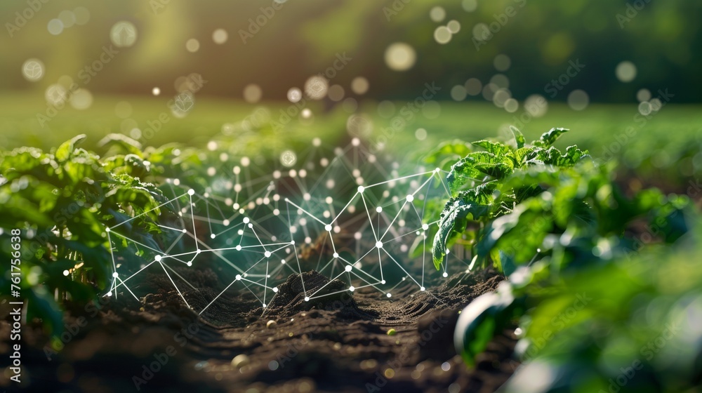 Poster advanced sensors for crop monitoring and precision agriculture, showcasing the concept of smart farm