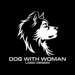 Dog With Woman Vector Logo Design
