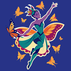 Fototapeta na wymiar Elegance in Motion Dance with the Butterflies