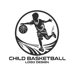 Child Basketball Vector Logo Design