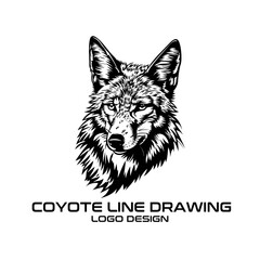 Coyote Line Drawing Vector Logo Design